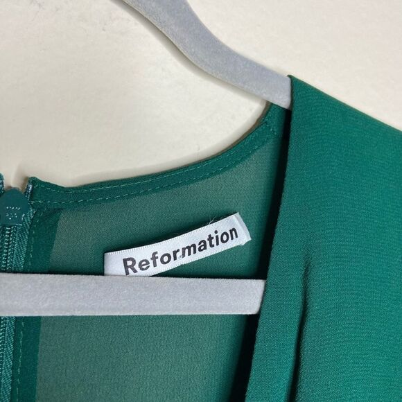 Reformation Laurelei Mini Green Dress Emerald Size 4 - Picture 8 of 9